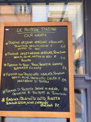 Board menu at Pasta Urbana in Rome