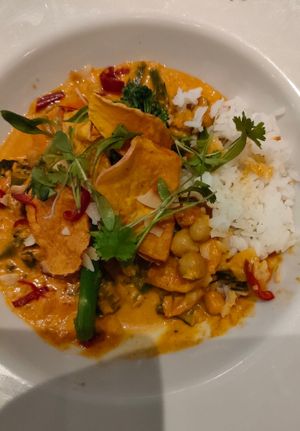 Sweet potato curry and jasmine rice at The Ivy in Glasgow