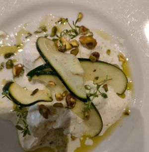 Mozzarella cheese with courgette and salsa Verde at The Ivy in Glasgow