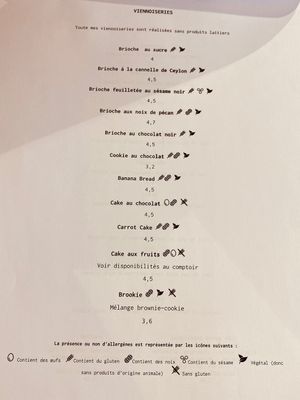 Menu brioches at Brioche Atelier in Gembloux