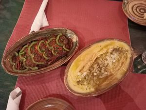 Eggplant Iman and smashed fava beans at EPIKERO in Ioannina