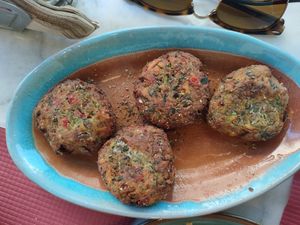 Zucchini balls (one is already missing) at EPIKERO in Ioannina