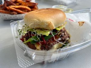 Roarale burger at Amore Arowako Vegan Club in St John