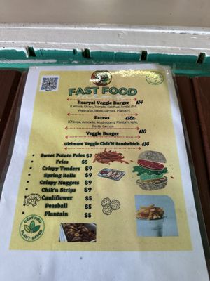 Fast food menu   at Amore Arowako Vegan Club in St John