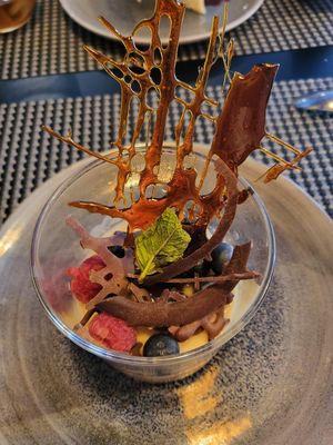 Flan de soja dulce at La Tapia in Salamanca