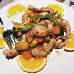 Cashew pineapple shrimp at Tenon Vegetarian Cuisine in Markham