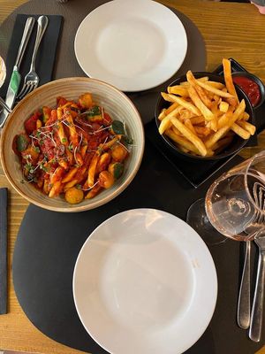 Vegan past with zucchini, eggplant and olives.   at Zinfandel Food & Wine bar in Split