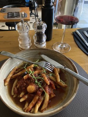 The vegan pasta was delicious!  at Zinfandel Food & Wine bar in Split