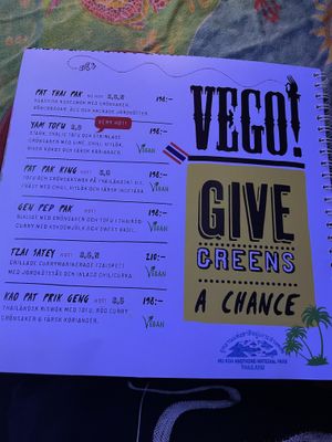 The vegan menu  at Koh Phangan in Stockholm
