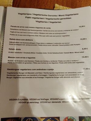 Vegetarian menu at Restaurante Casa Do Rei  in Lajes Das Flores