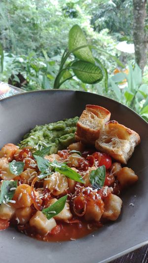 Gnocchi not good, too floury. Bread terrible. at Casa Curandera Bali in Ubud