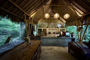 Bamboo outdoor space  at Casa Curandera Bali in Ubud