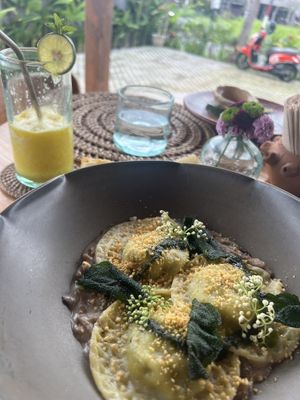 Fungi ravioli  at Casa Curandera Bali in Ubud