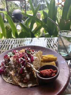 Jackfruit tacos  at Casa Curandera Bali in Ubud