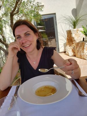 Pear and saffron gaspatcho at Maslina Resort in Stari Grad