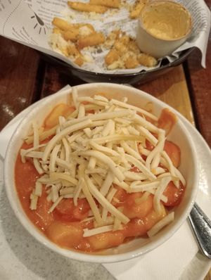 Vegan cheese on top of gnocchi at In Forno in Hamilton