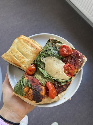 Filled roll, pizza  at Zonder Ei Bakkerij in Ghent