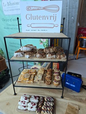 Stall at Vegan Afairs, Bruges, Oct 2024 at Zonder Ei Bakkerij in Ghent