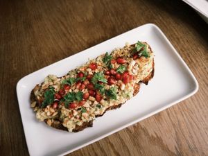 Avocado smash on sourdough toast  at Lowdown Coffee in Edinburgh