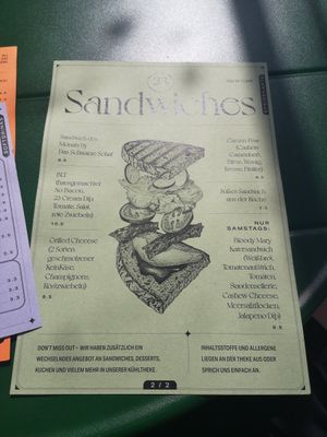 Sandwich Karte at drei&zwanzig in Karlsruhe