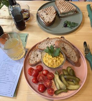 Vegan Camembert and pear sandwich, and No Egg sandwich   at drei&zwanzig in Karlsruhe
