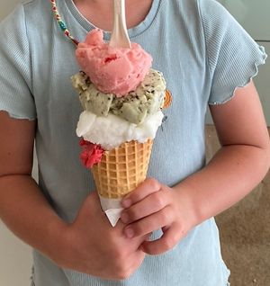 Watermelon, Mint Stracciatella, Lemon & Raspberry- 4 scoops  at DOPPO Gelataria in Coimbra