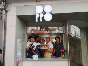 celebration of Doppo's "birthday". Where they offered free (unfortunately not vegan 😄) cake to customers at DOPPO Gelataria in Coimbra