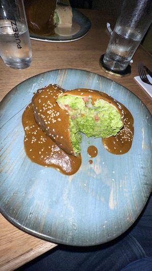 Vegan burrito with mole  at La Santa Guadalupe - Centro Histórico in Cartagena