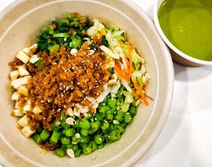 Take away Thunder Tea bee hoon at The Good Food Life in Central Singapore