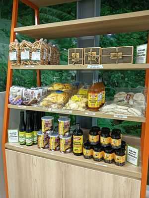 Some products for sale in the restaurant at The Good Food Life in Central Singapore