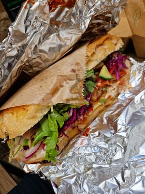 Vegan kebab in bread at Kebab Factory in Hvar