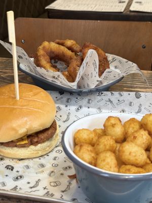 Burger looks a little sad - tasted good though!  at Fat Hippo in Birmingham