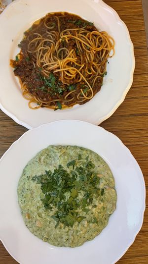 Ragu spaghetti, herb risotto  at Darc-en-Ciel in Seoul