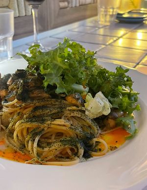 Sea flavored pesto pasta. One of my favorite with seaweed powder  at Darc-en-Ciel in Seoul
