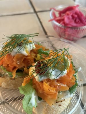 Sweet Mandarine Open Baguette (on the house portion)    at Darc-en-Ciel in Seoul