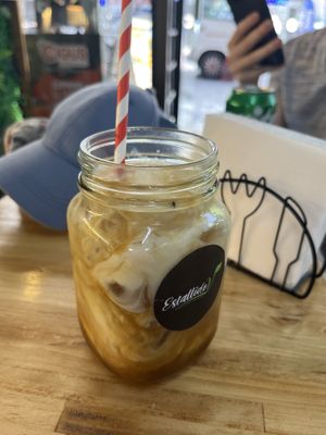 Iced lattee  at Estallido Vegano in Santiago
