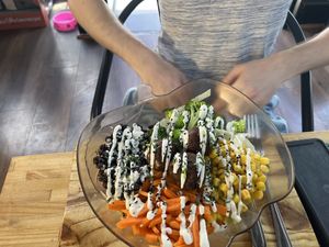 Quinoa salad with albóndigas   at Estallido Vegano in Santiago