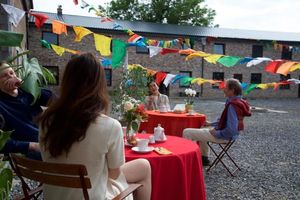 Nice outdoor sitting  at Tibetan Convention Tea House in Florennes