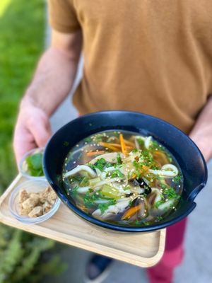 Spicy noodle soup.  at Tibetan Convention Tea House in Florennes