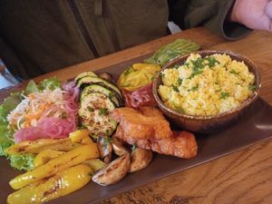 Grilled vegetables dish at Tibetan Convention Tea House in Florennes