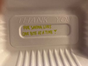 Personal touch on take-out boxes at Two Monkeys in Oslo
