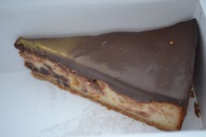 The apple cheese cake, crust and chocolate were amazing, the filling was so sweet I couldn't eat all of it. at Vegan Folie's in Paris