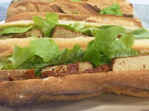 Sandwiches are part of the great and big choices of this shop! at Vegan Folie's in Paris