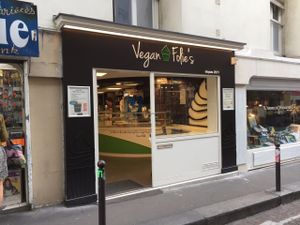 Outside at Vegan Folie's in Paris