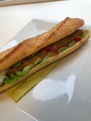 vegan “cheese” sandwich at Vegan Folie's in Paris