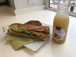 Baguette and cookie at Vegan Folie's in Paris