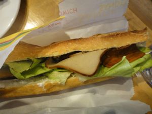 Filled baguette :)  at Vegan Folie's in Paris