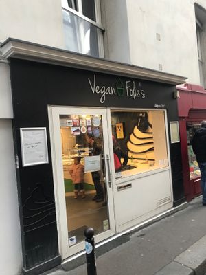 Store front— very cute part of town. at Vegan Folie's in Paris
