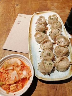 Kimchi and fried tofu dumplings at Lady Dumpling in Barcelona