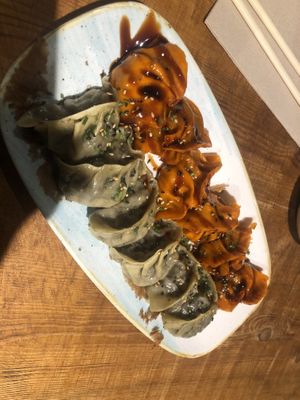 Mushrooms and eggplant at Lady Dumpling in Barcelona